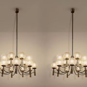 Paire de lustres de Veronese 165 cms acier verre Murano vers 1970