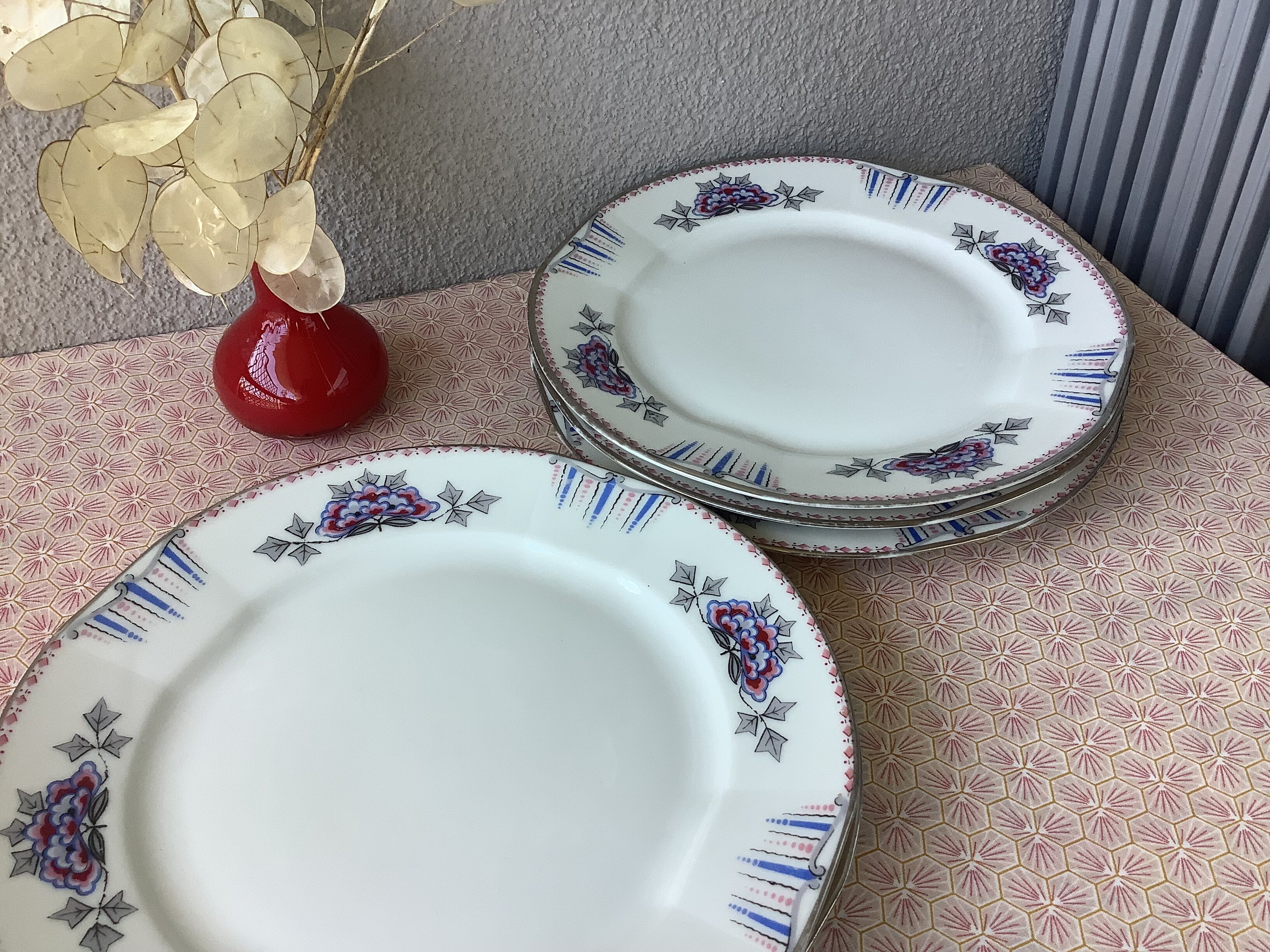 Limoges porcelain plates UML art deco