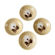 Set of 4 hollow plates in sandstone flowers painted 70s