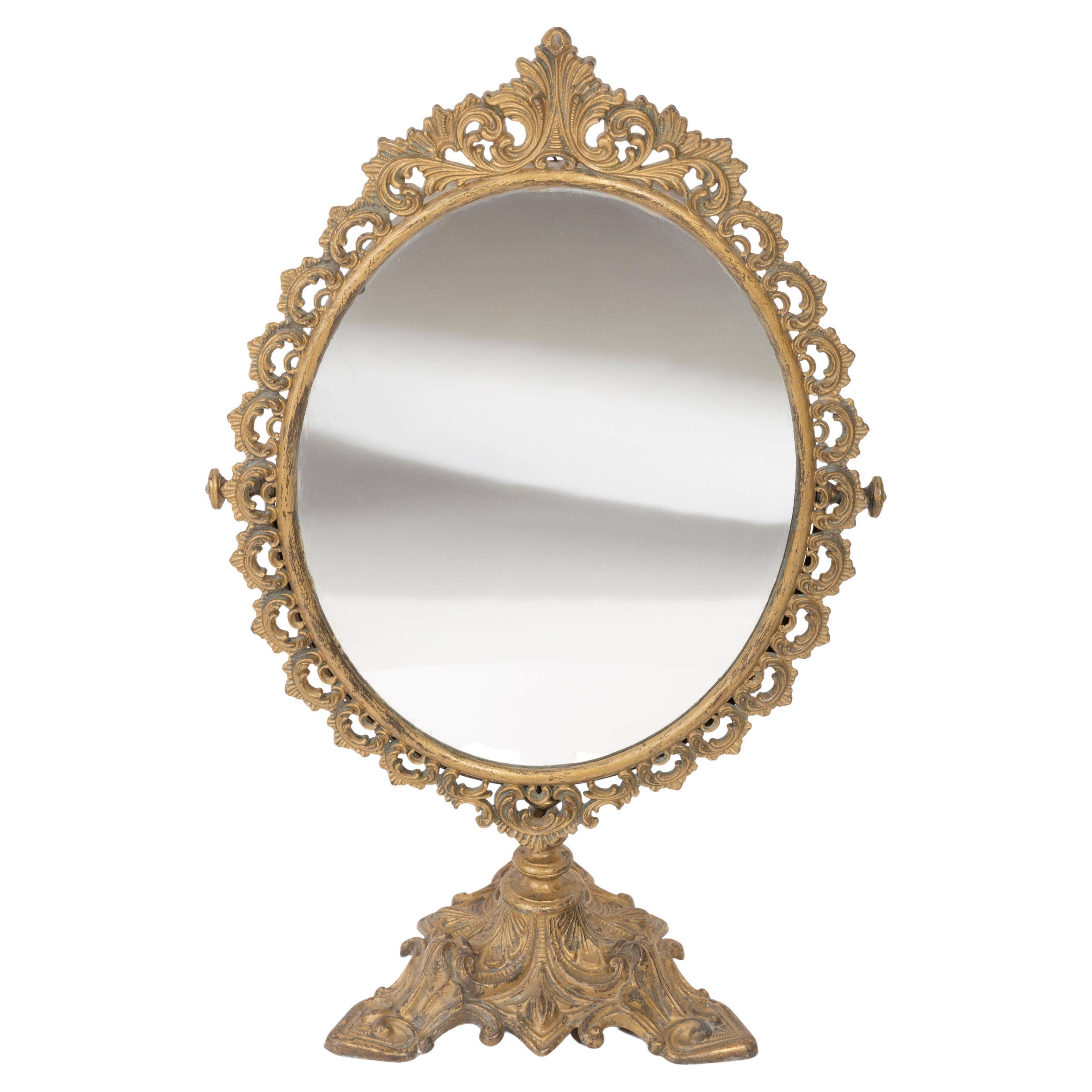 Miroir vintage doré mi-siècle, Italie, années 1960