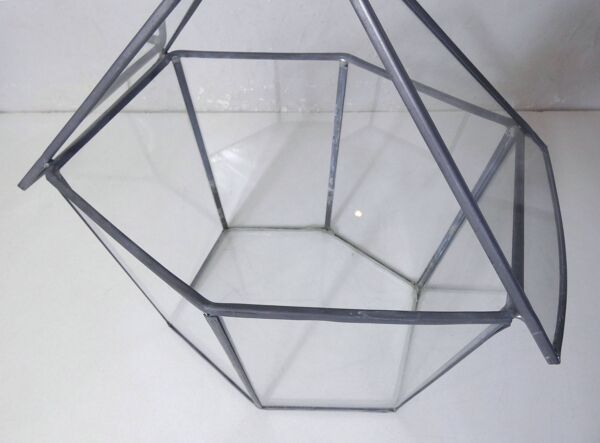 Verrière terrarium mini serre à cactus en verre et métal