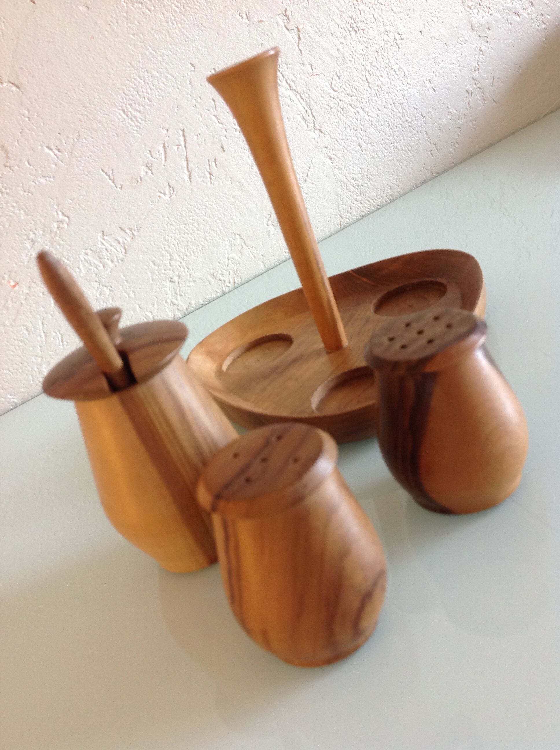 Scandinavian style wooden condiment set 60/70