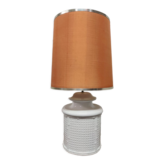 Lampe vintage céramique imitation cannage et bambou