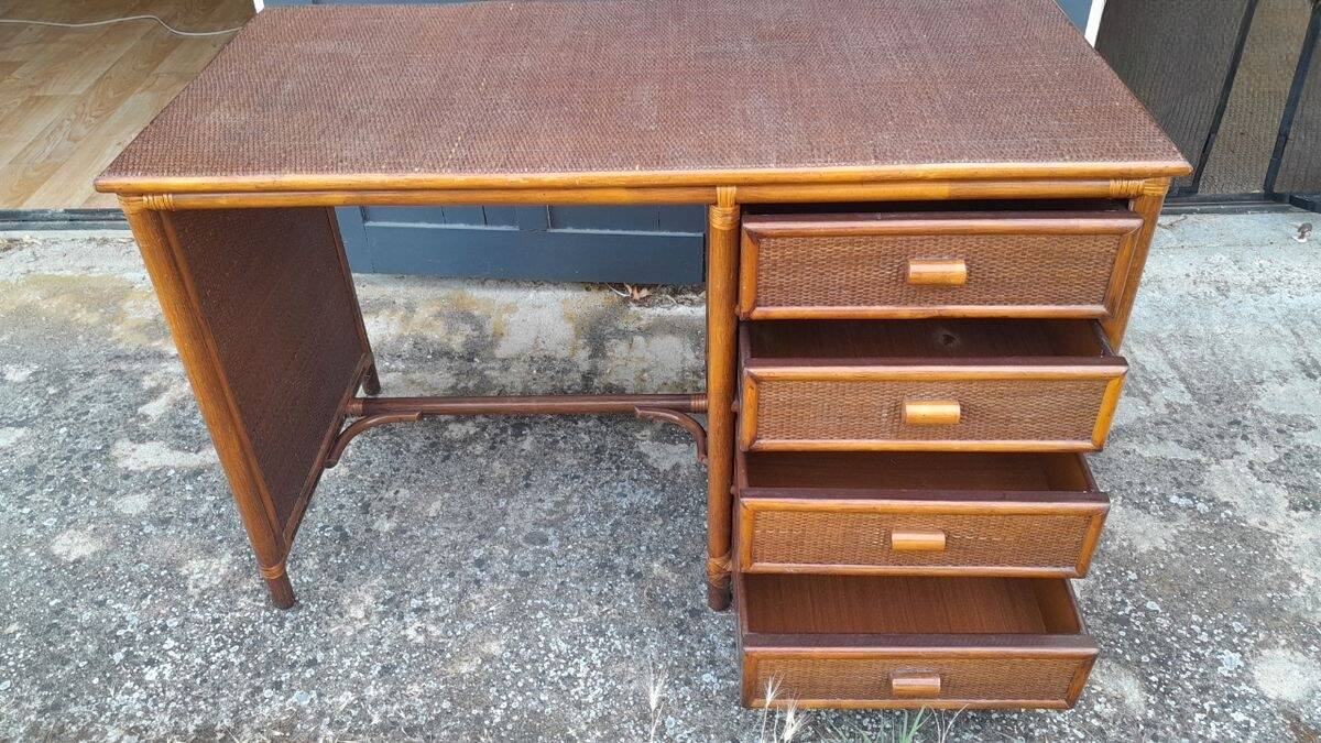 Rattan and wicker desk