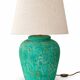 Grande lampe de table en céramique turquoise avec finition craquelée