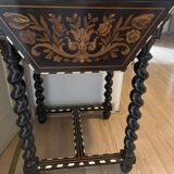 19th-century antique Holland table with floral marquetry.