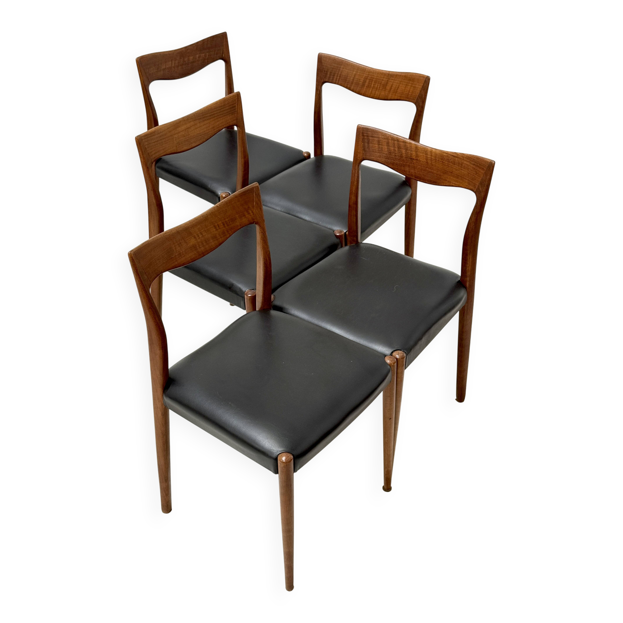 Set of 5 Danish teak chairs