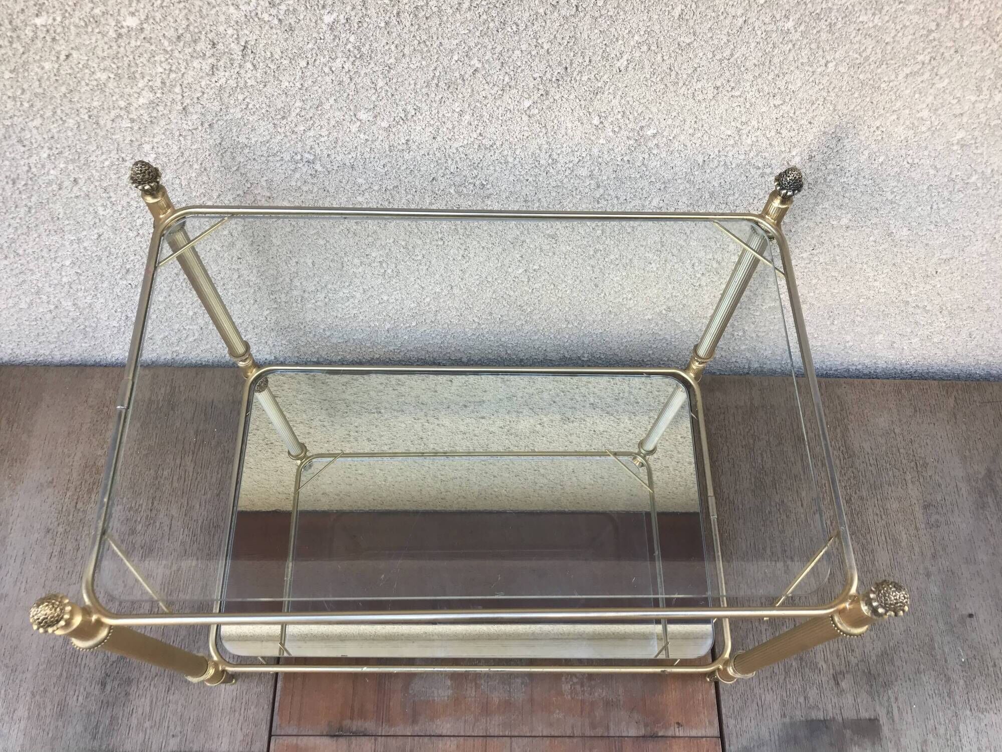 Pair of Old besides in brass and glass