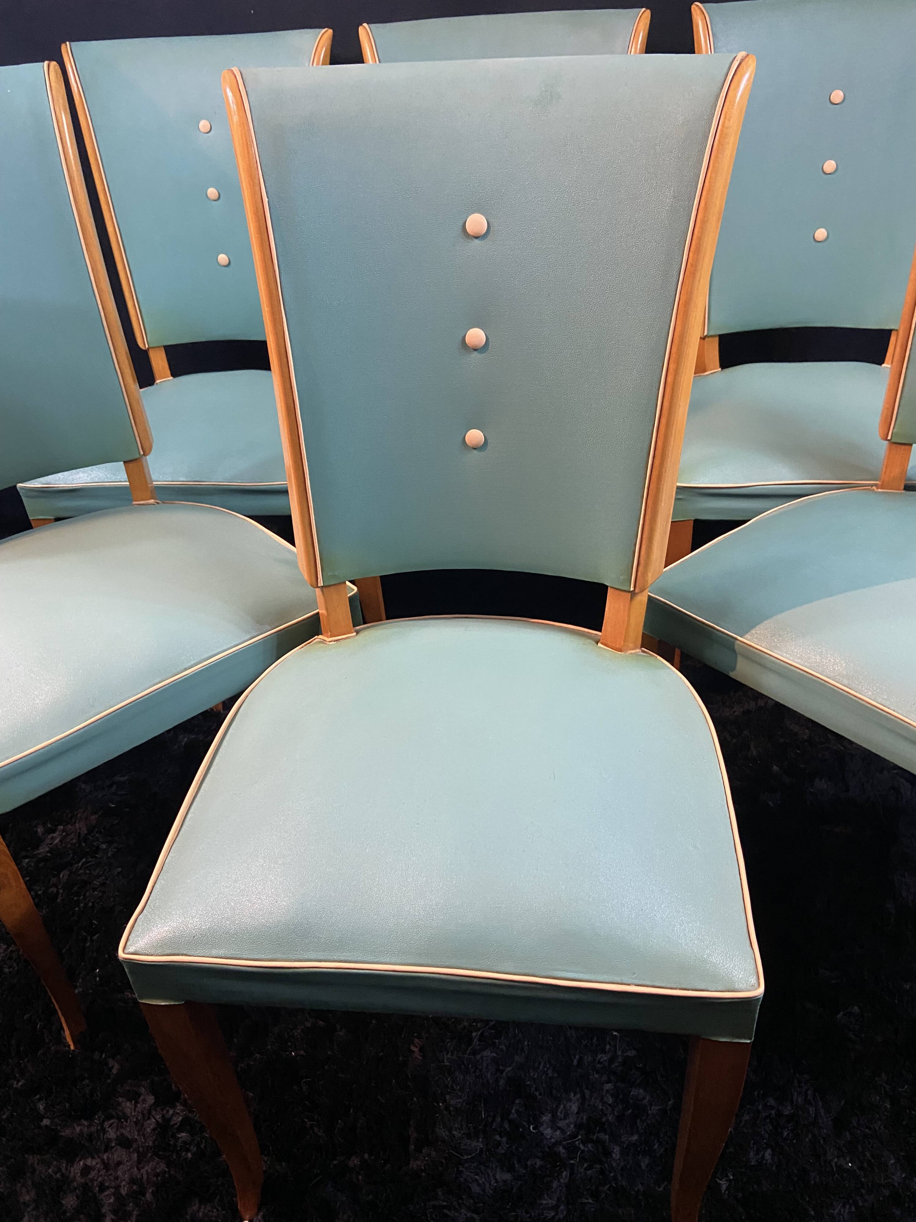 Suite 6 chaises design moderniste 1950