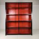 Antique Chinese Display Cabinet / Open Bookcase with Red Lacquer Interior