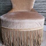 Small armchair toad in taupe velvet