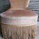 Small armchair toad in taupe velvet