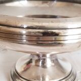 Flower pick with silver metal and glass pedestal, table centerpiece