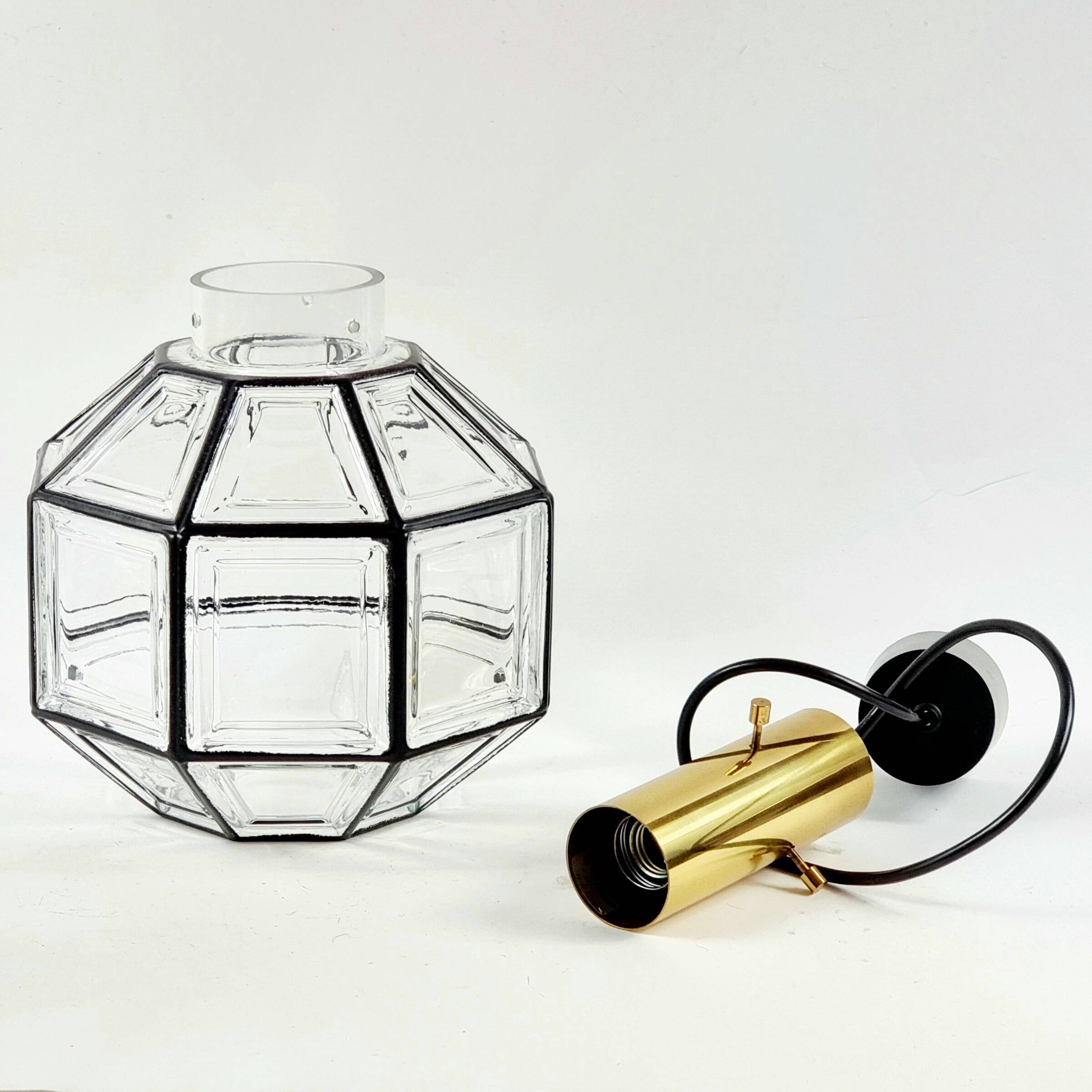 Pair of Mid-Century Glass Ceiling Lights from Limburg, Germany, 1960s