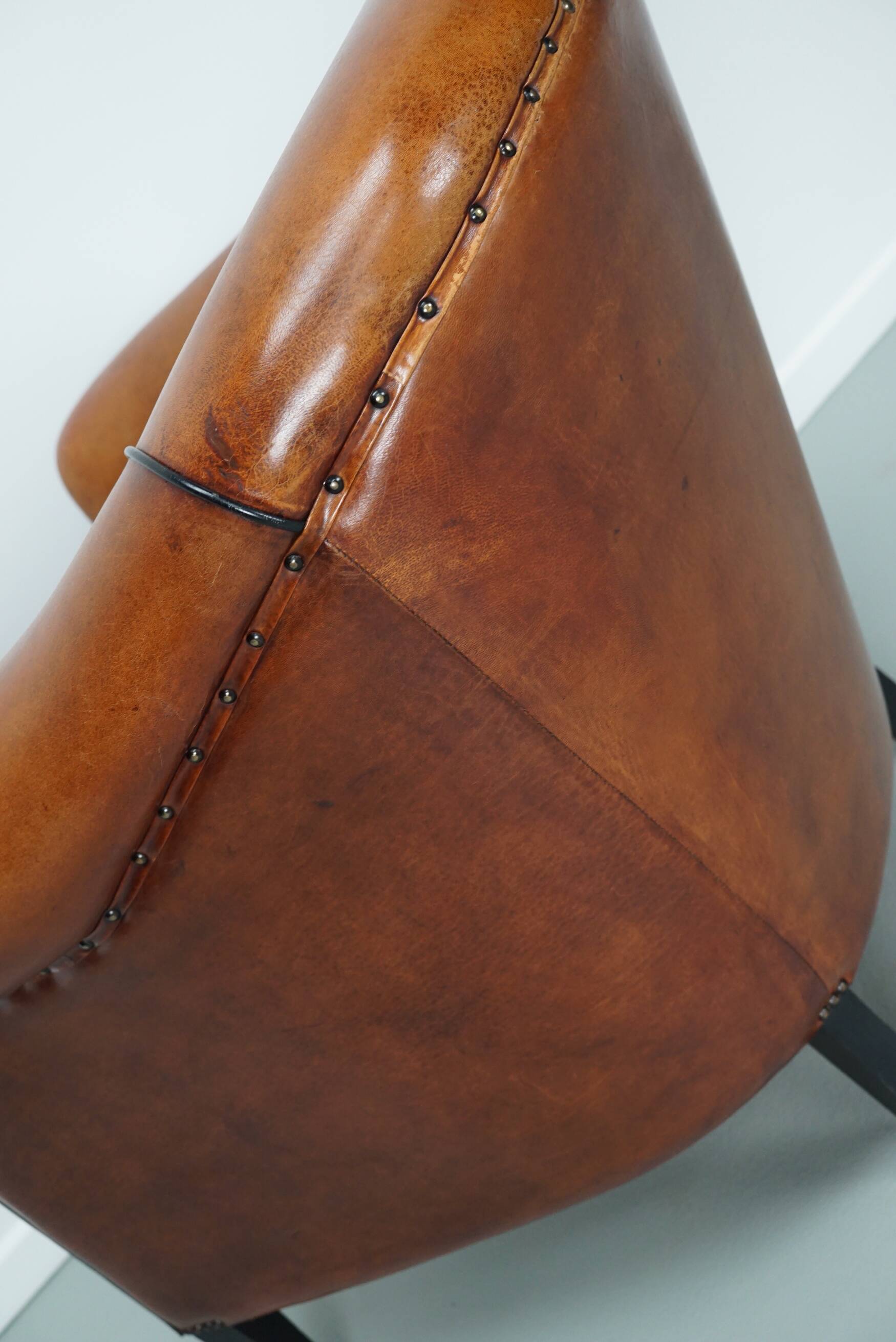 Vintage Dutch Cognac Colored Leather Club Chair