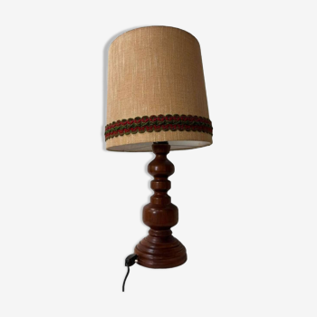 Lampe de table vintage en bois 70 / style brutaliste