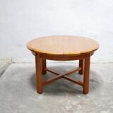 Vintage extendable round wooden dining table