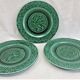 3 fruit plates Sarreguemines majolica shaded enamel Rubelles