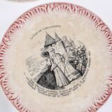 Set of 8 old talking plates - Digoin