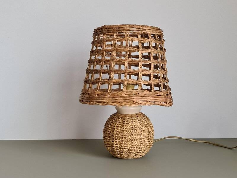 Vintage wicker and rattan lamp – natural bohemian lamp