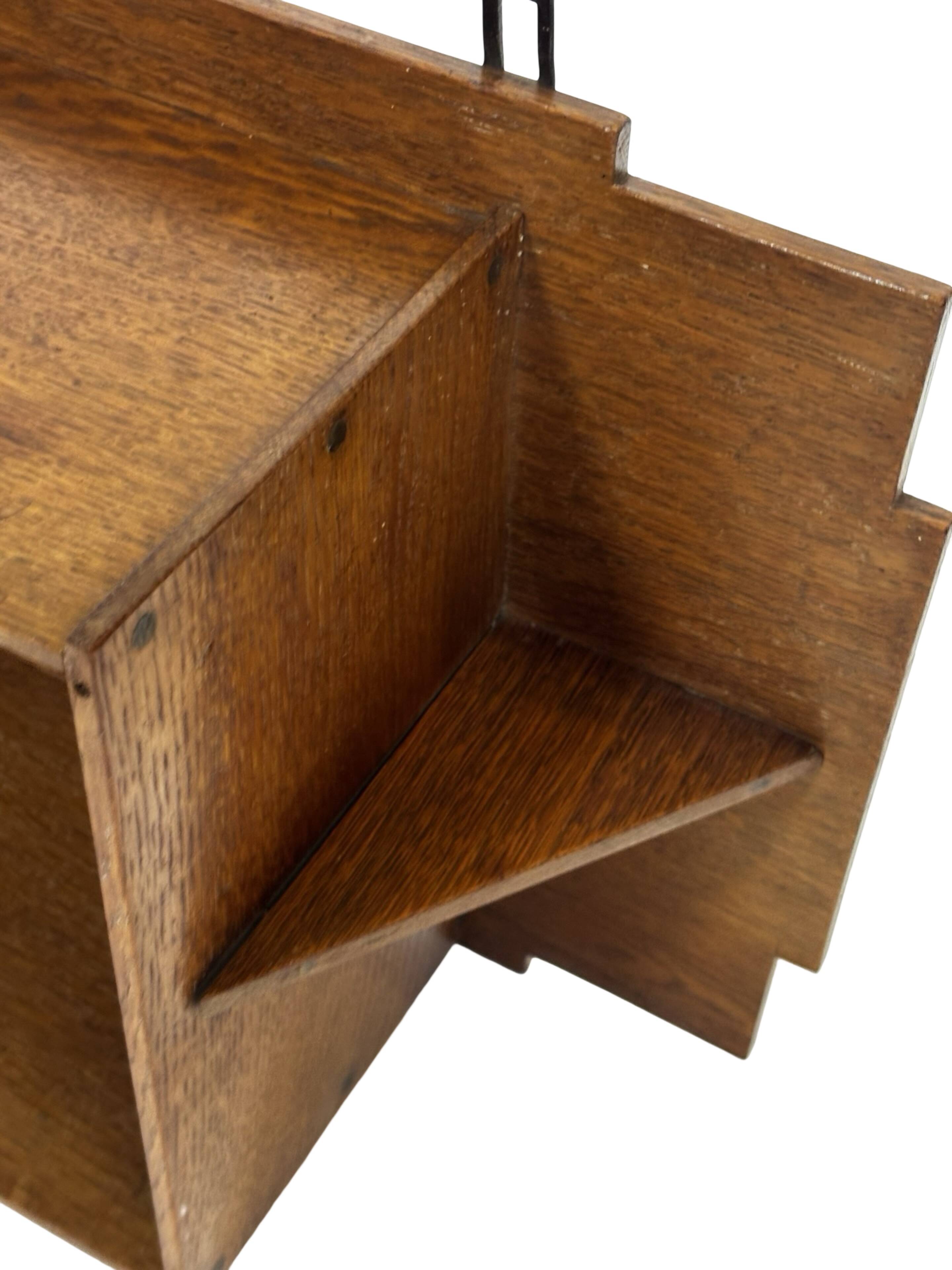 Art Deco wooden wall shelve rack in oak minimalist design