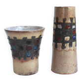 Pair of vintage brutalist Perignem vases
