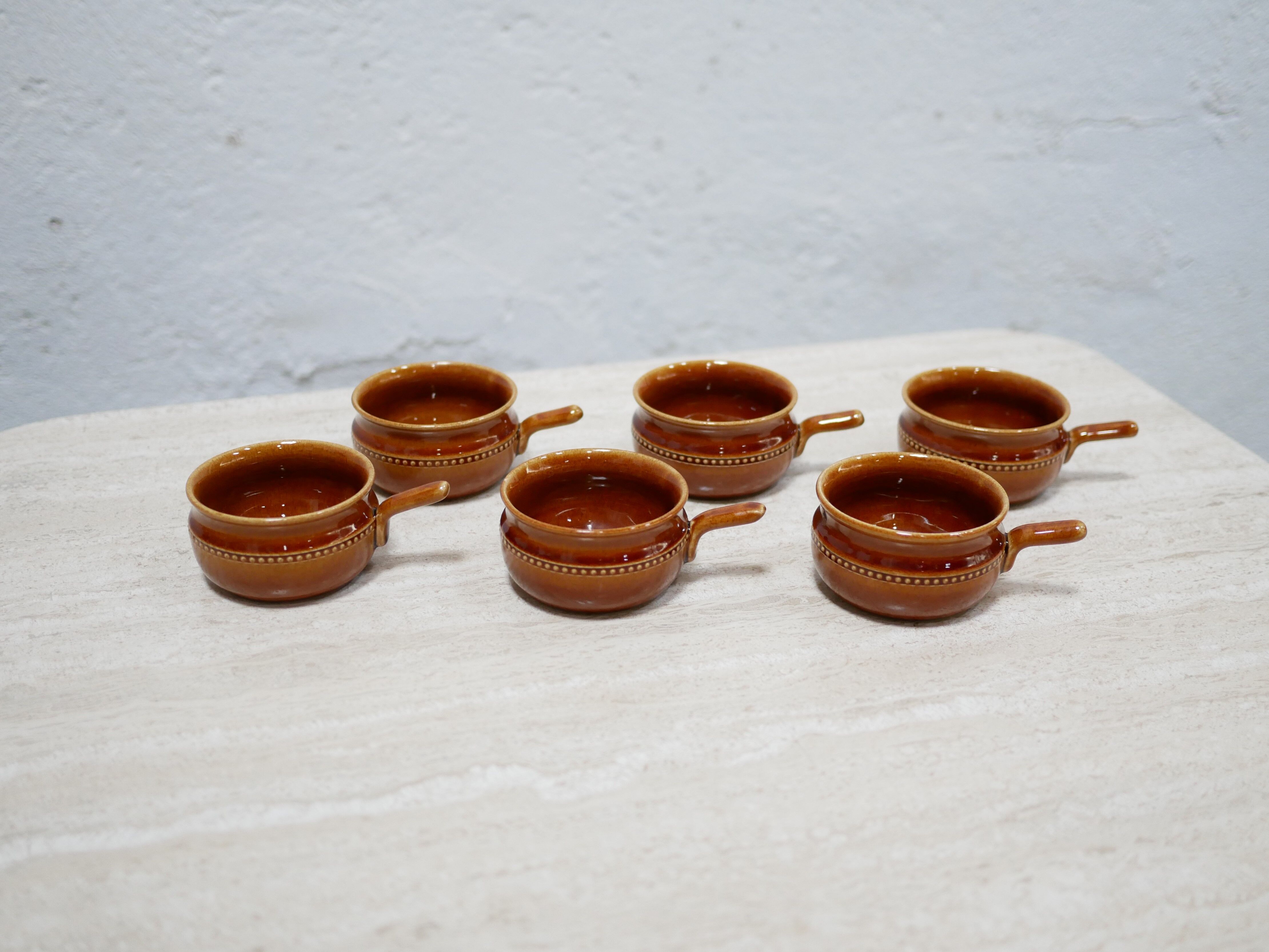 Series of 6 vintage Scandinavian ceramic cups by Höganäs Keramik