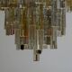 Venetian chandelier in colourless and gold Murano glass, Venini Triedi model, circa 1960.