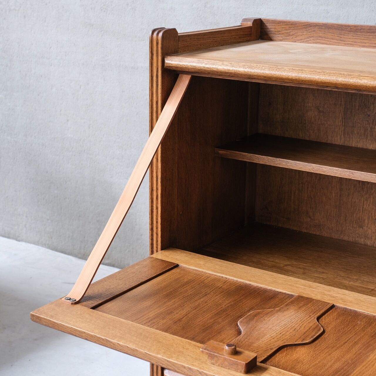 Guillerme et Chambron oak mid-century french cabinet sideboard