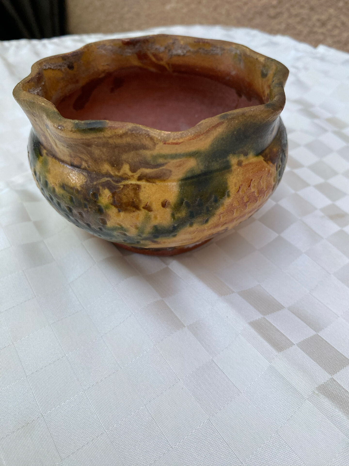 Mini vintage speckled ceramic cache-pot