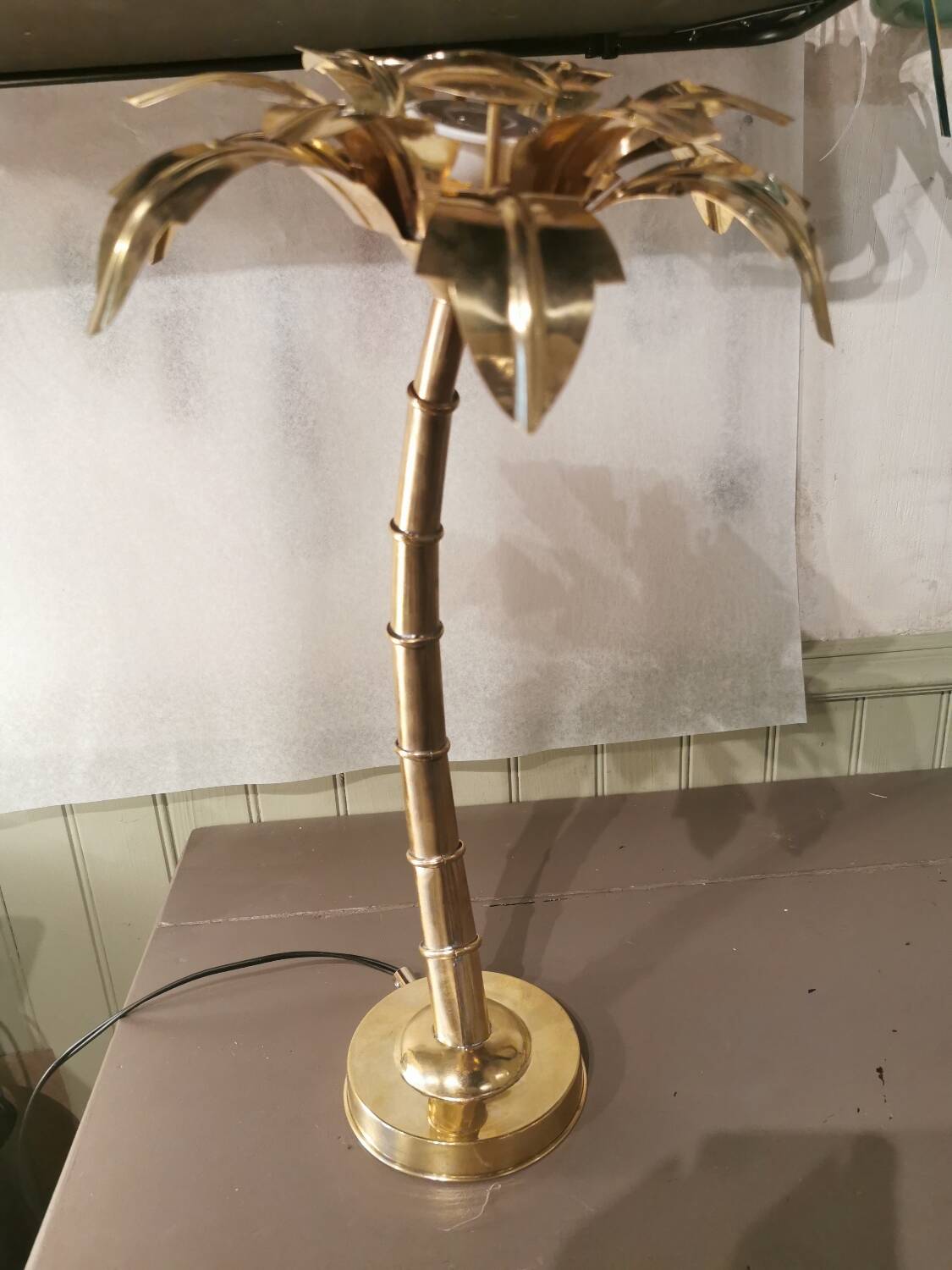 Solid brass palm tree lamp