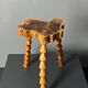 Midcentury brutalist artisanal wood turned handmade tripod stool, ca 1960s