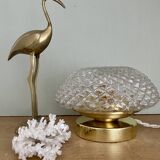 Vintage diamond-point glass globe table lamp