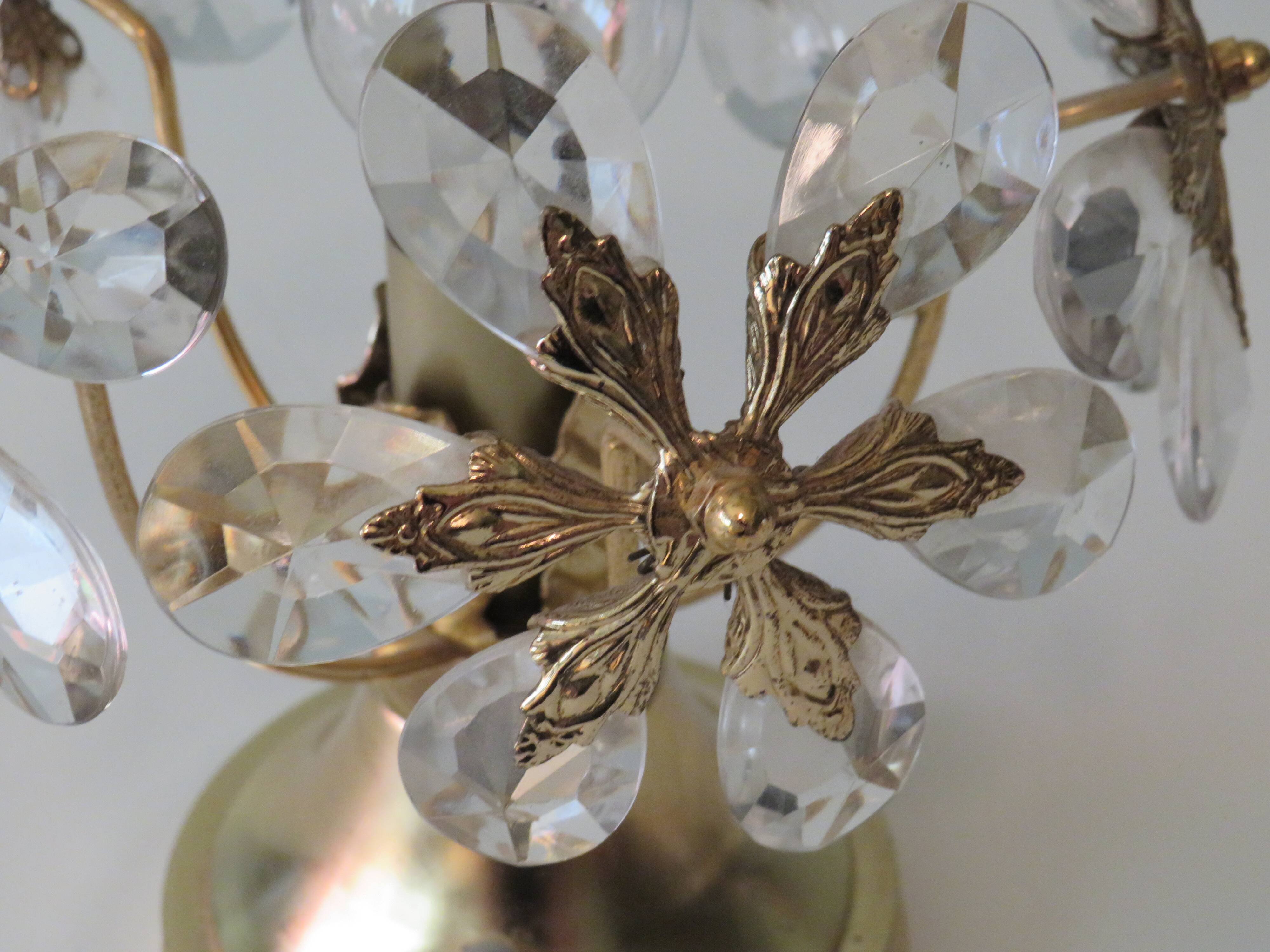 Table lamp, gilt metal and crystal, Belgium 1960s