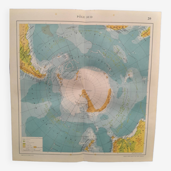 A geographical map from atlas quillet 1925 map: south pole