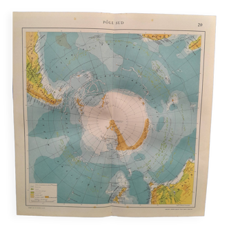 Une carte géographique issue atlas quillet 1925 carte : pôle sud