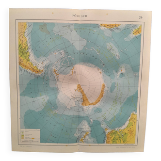 A geographical map from atlas quillet 1925 map: south pole