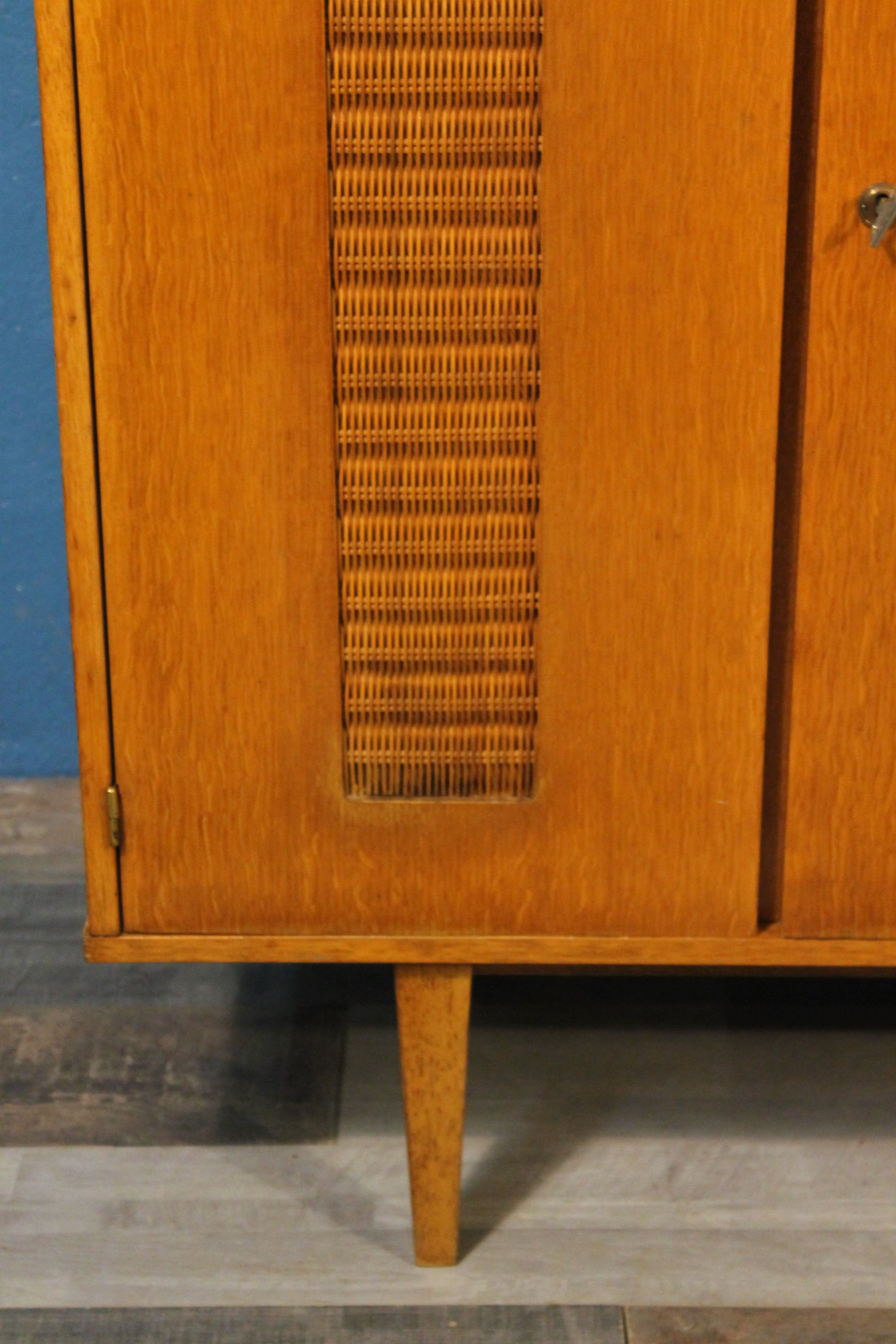 Child wardrobe wood & rattan 1960