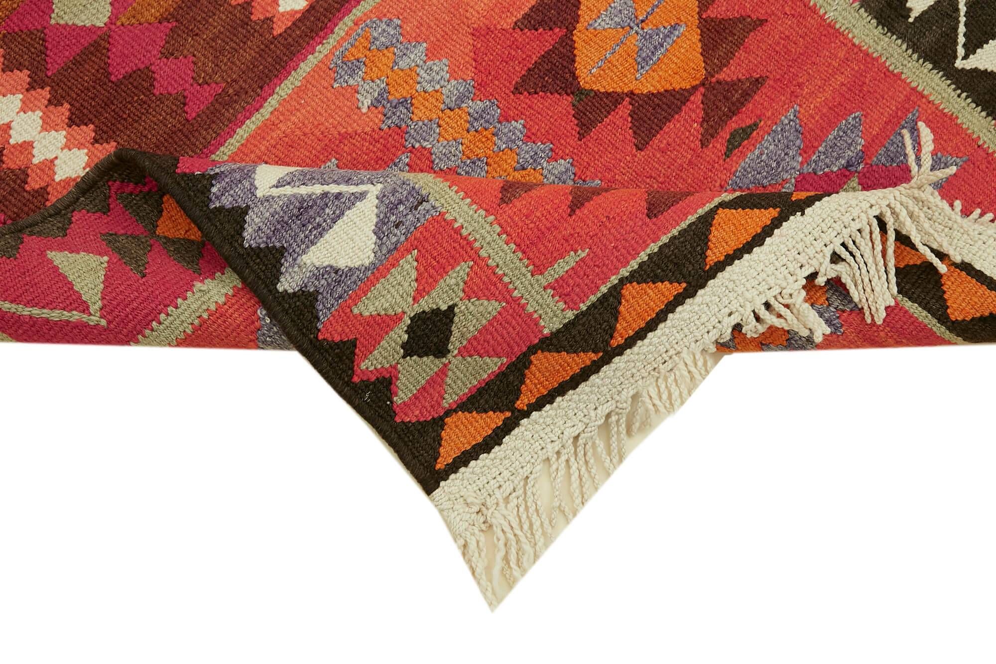 Turkish Handwoven Vintage Herki Kilim 92 cm x 365 cm