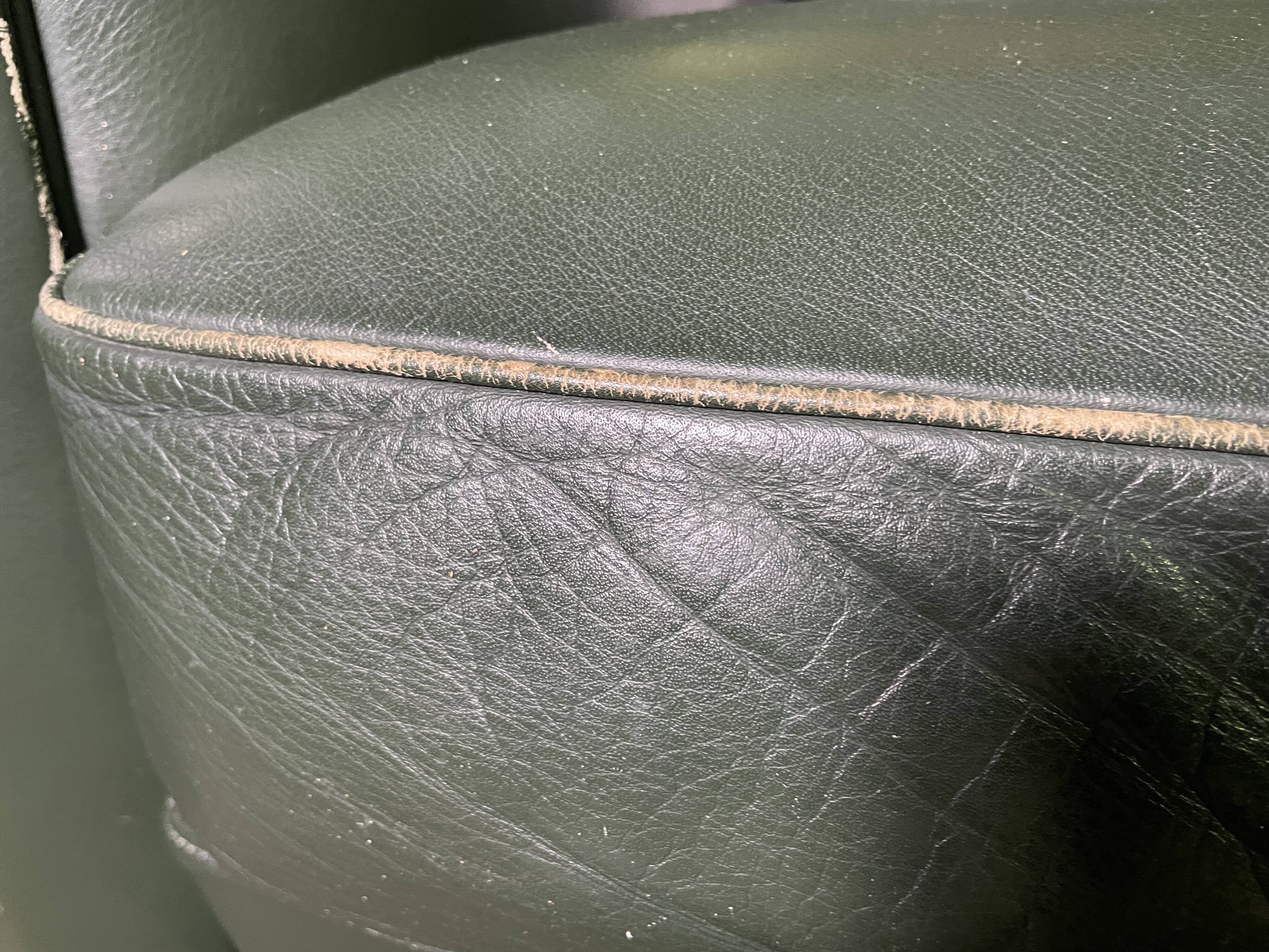 Pair of Poltrona Frau Green Leather Club Armchairs Limited Edition