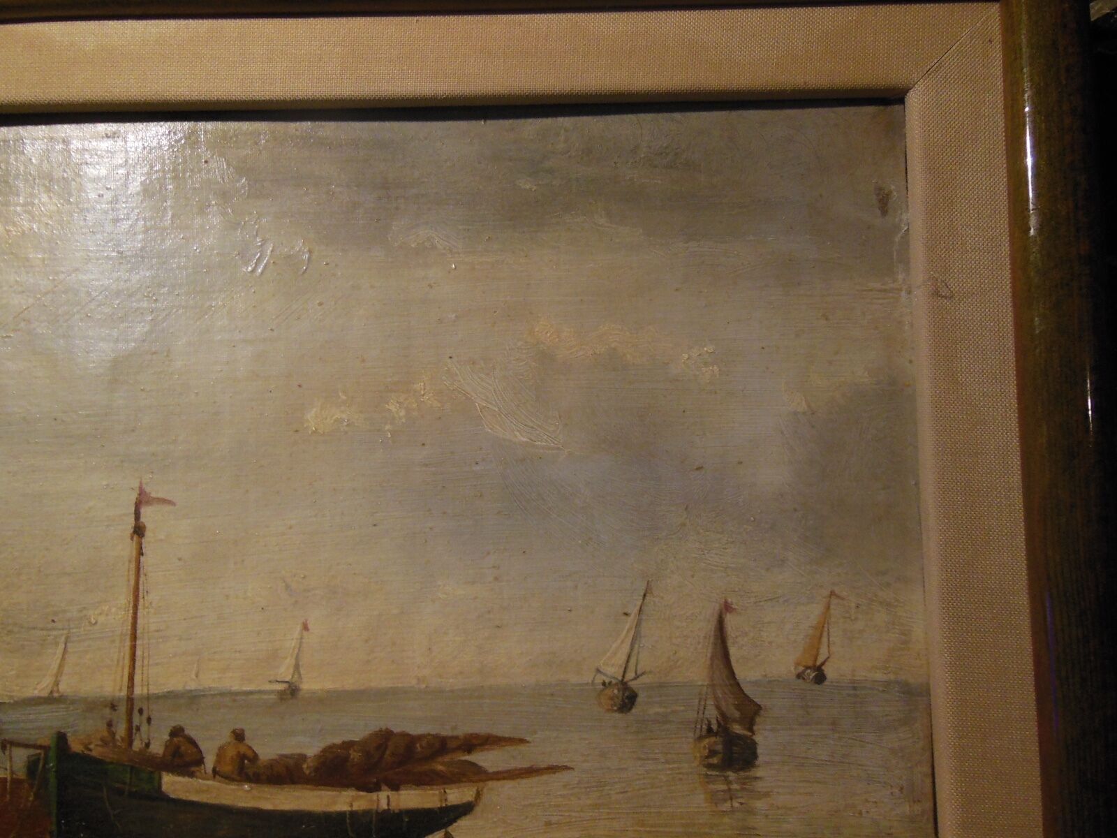 Marine oil on marouflée canvas breton school A. Hervé