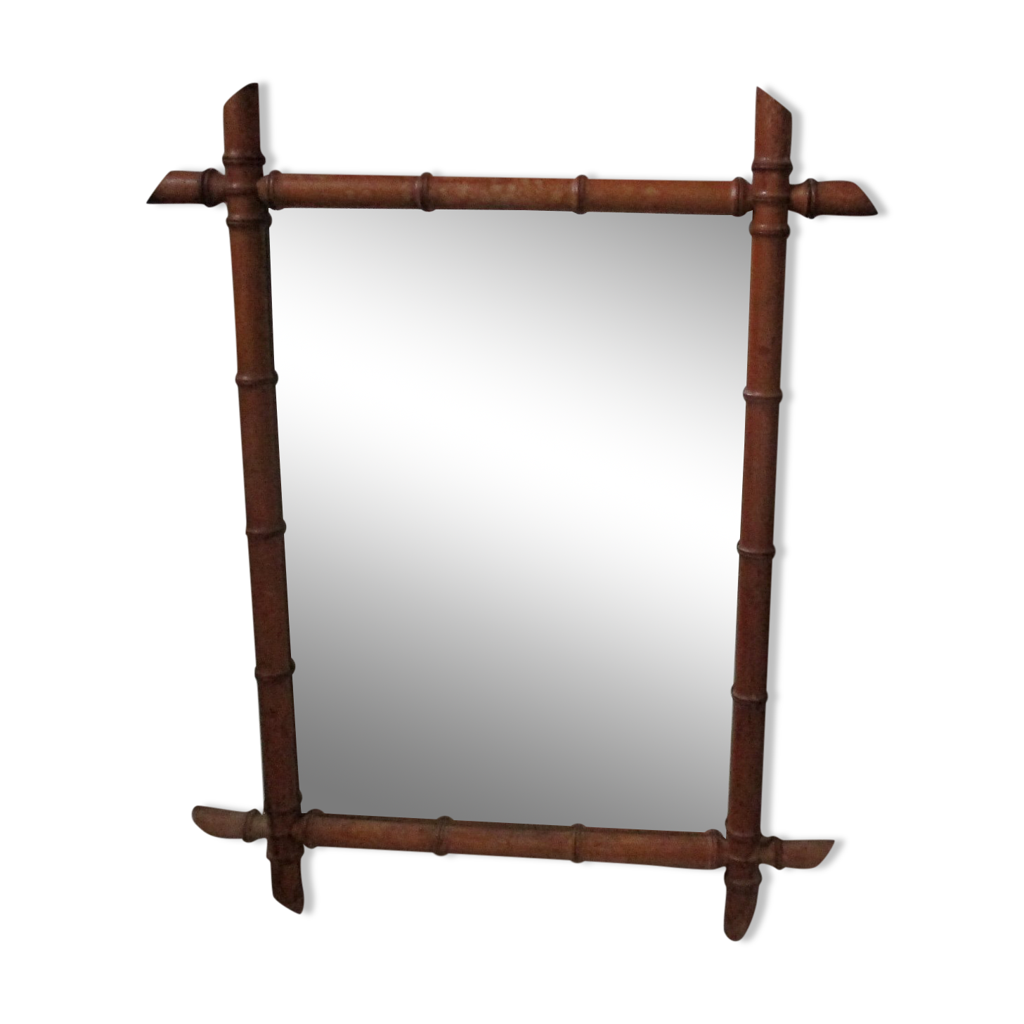 Large old mirror bamboo frame 69 X 87 cm