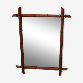 Miroir ancien encadrement bambou 69 X 87 cm