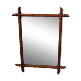 Large old mirror bamboo frame 69 X 87 cm