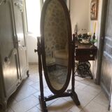 Swivel wooden mirror on stand