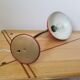 Vintage laying lamp in brass and grainy red aluminum - 50s