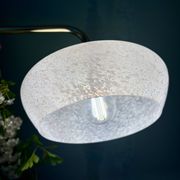 Vintage glass wall lamp with a curved arm from Clichy, white.