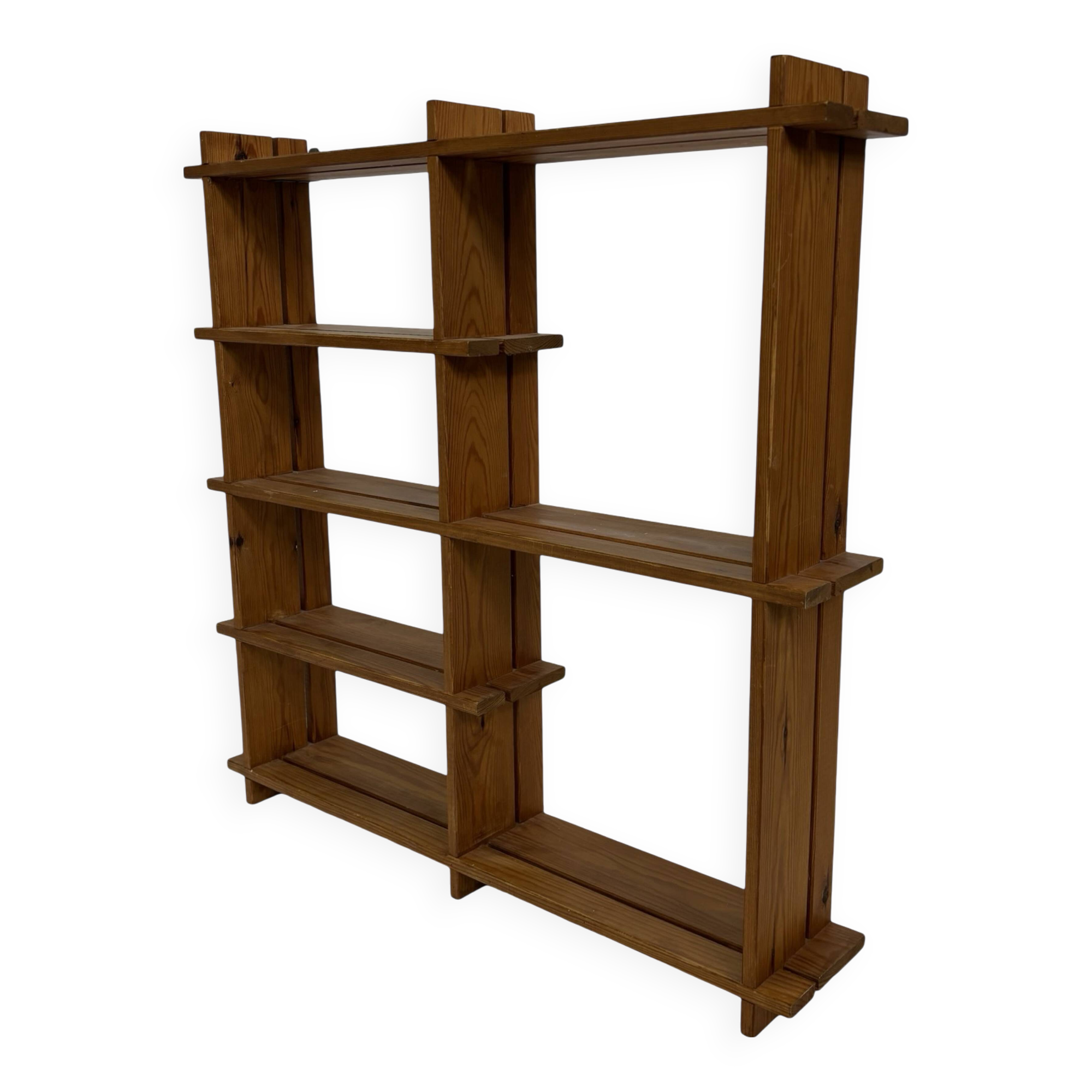 Vintage Wall shelf rack Pine wood 70s design