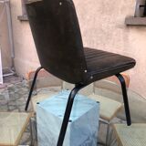 Fauteuil en cuir vert bronze 1950