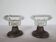 Two candle holders in bronze and crystal